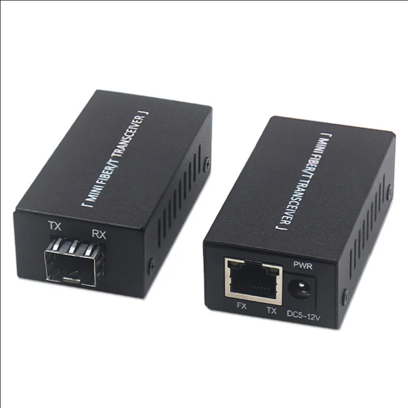 1 Pair Mini Gigabit Fiber Optic Media Converter 10 / 100 / 1000M Auto-Negotiation for Security Monitoring Data Centers Industrial Automation - US Plug